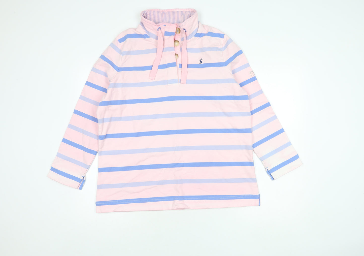 Joules Women's Pink Blue Striped Jumper Size 18
