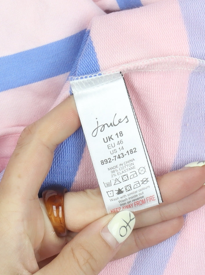 Joules Women's Pink Blue Striped Jumper Size 18