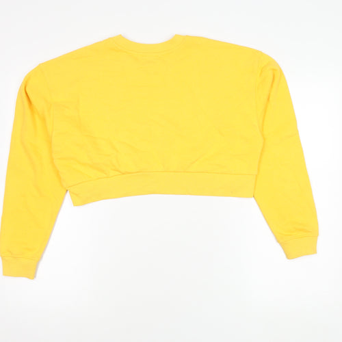 Bershka Yellow Graphic Print Pullover Sweatshirt, Women
