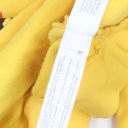 Bershka Yellow Graphic Print Pullover Sweatshirt, Women
