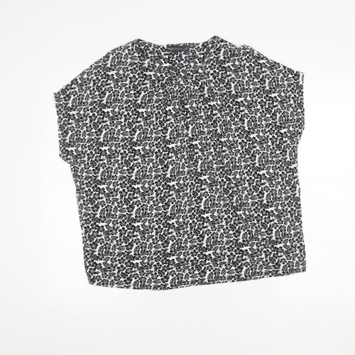 Marks and Spencer Women's Black Floral Top, Size 14