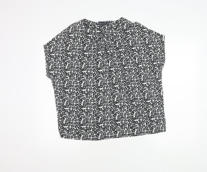 Marks and Spencer Women's Black Floral Top, Size 14