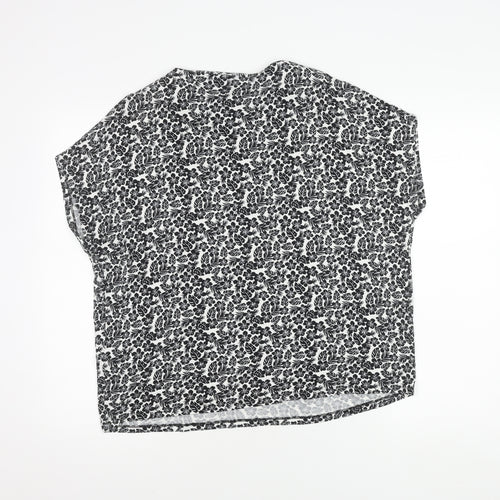 Marks and Spencer Women's Black Floral Top, Size 14