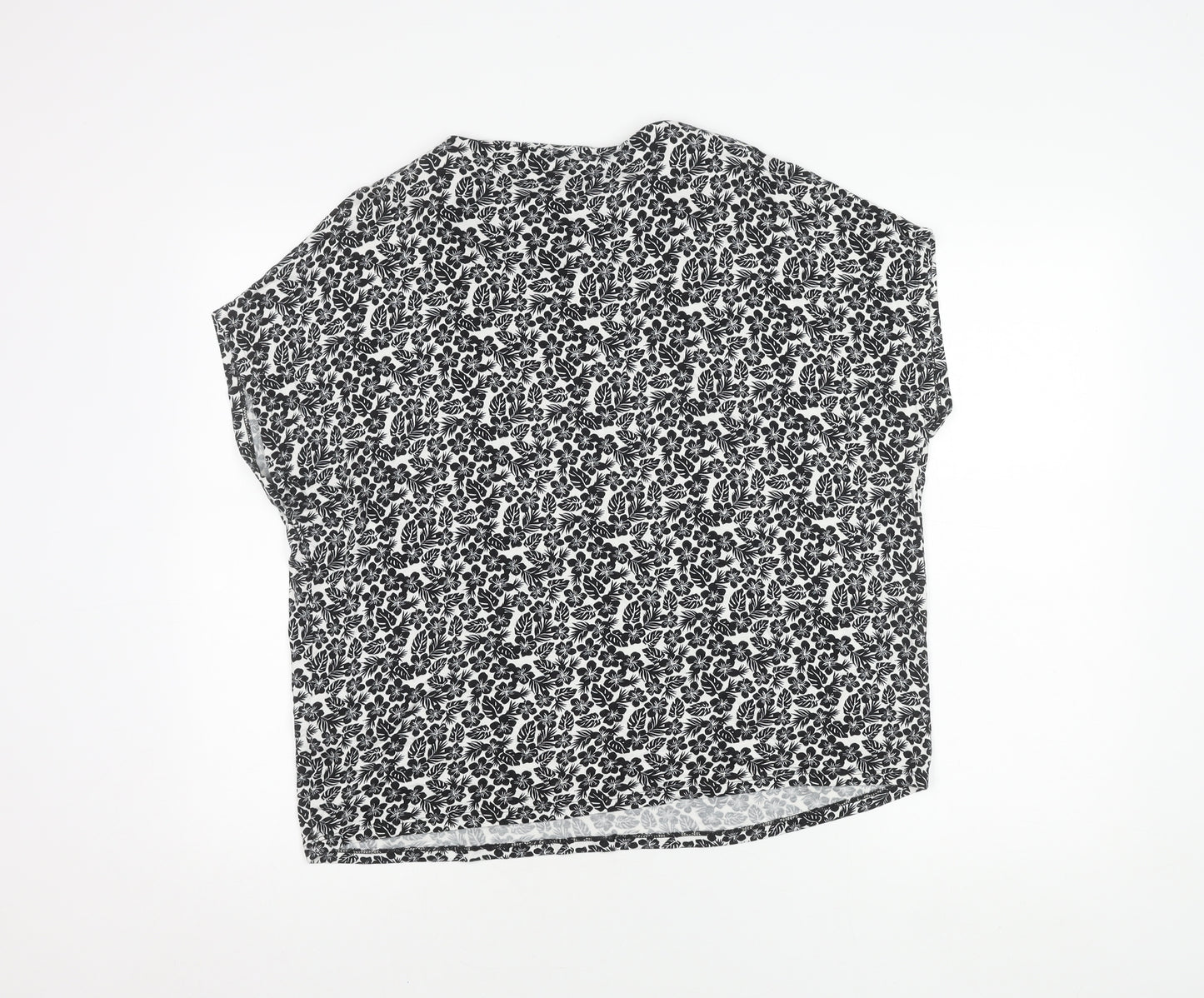 Marks and Spencer Women's Black Floral Top, Size 14