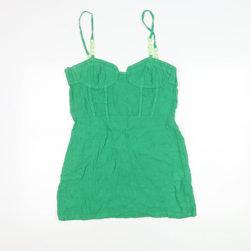 Zara Women's Green Sleeveless Slip Dress Size 12