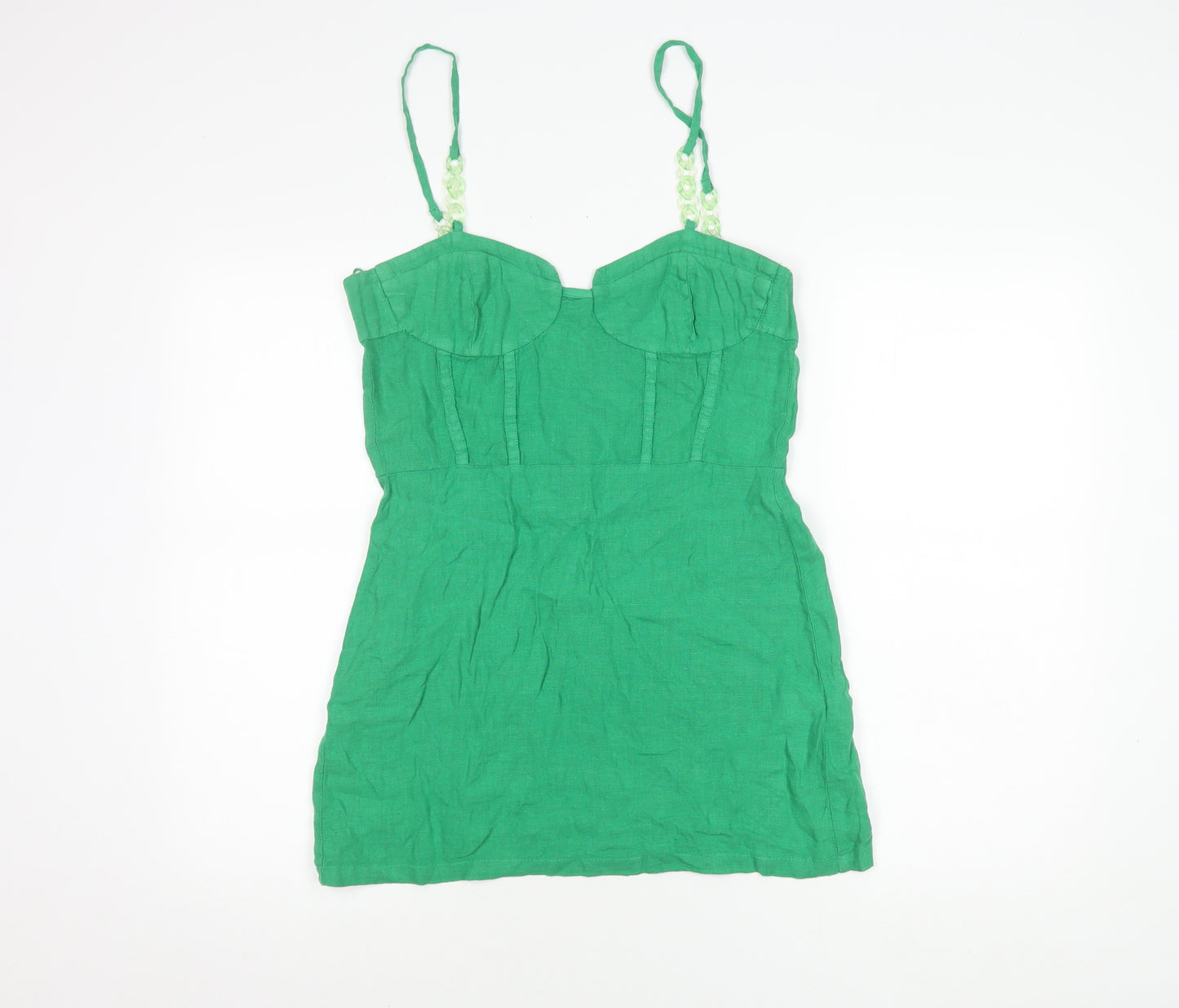 Zara Women's Green Sleeveless Slip Dress Size 12
