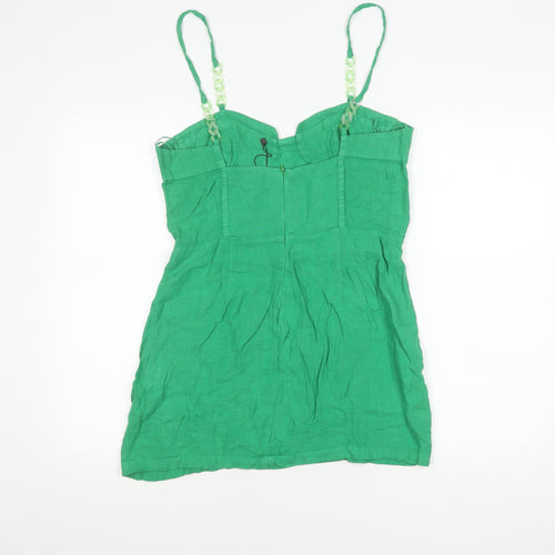 Zara Women's Green Sleeveless Slip Dress Size 12