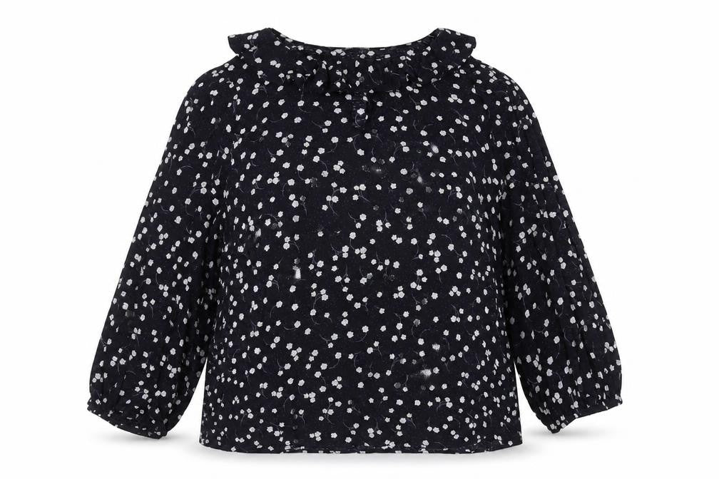 Front view of Oliver Bonas Women's Blue Floral Blouse, size 14