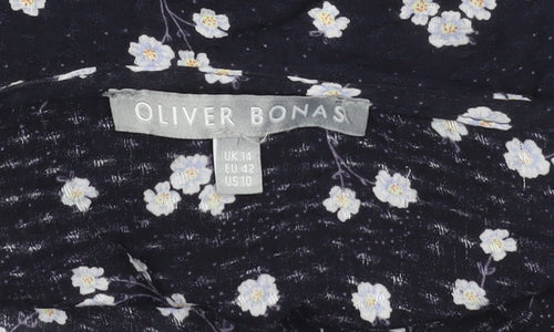 Oliver Bonas Women's Blue Floral Blouse Size 14