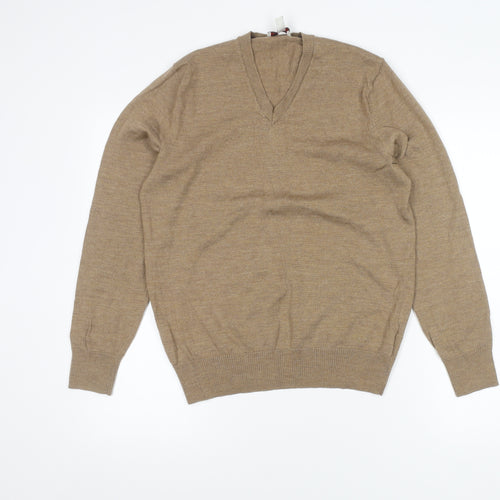 Gap Women's Brown Merino Wool V-Neck Jumper M