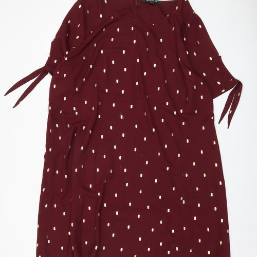 Bonmarché Women's Red Dress, Size 20, Short Sleeve, Elegant