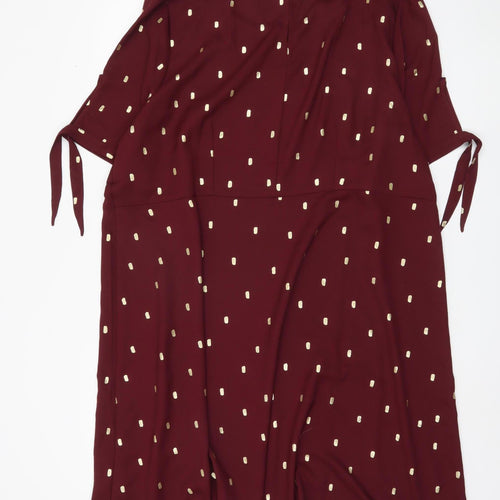 Bonmarché Women's Red Dress, Size 20, Short Sleeve, Elegant