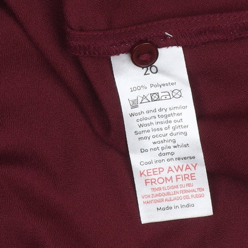 Bonmarché Women's Red Dress, Size 20, Short Sleeve, Elegant