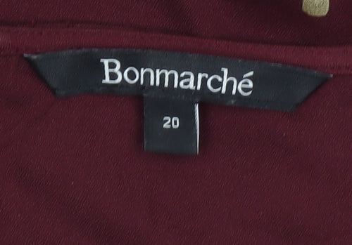 Bonmarché Women's Red Dress, Size 20, Short Sleeve, Elegant