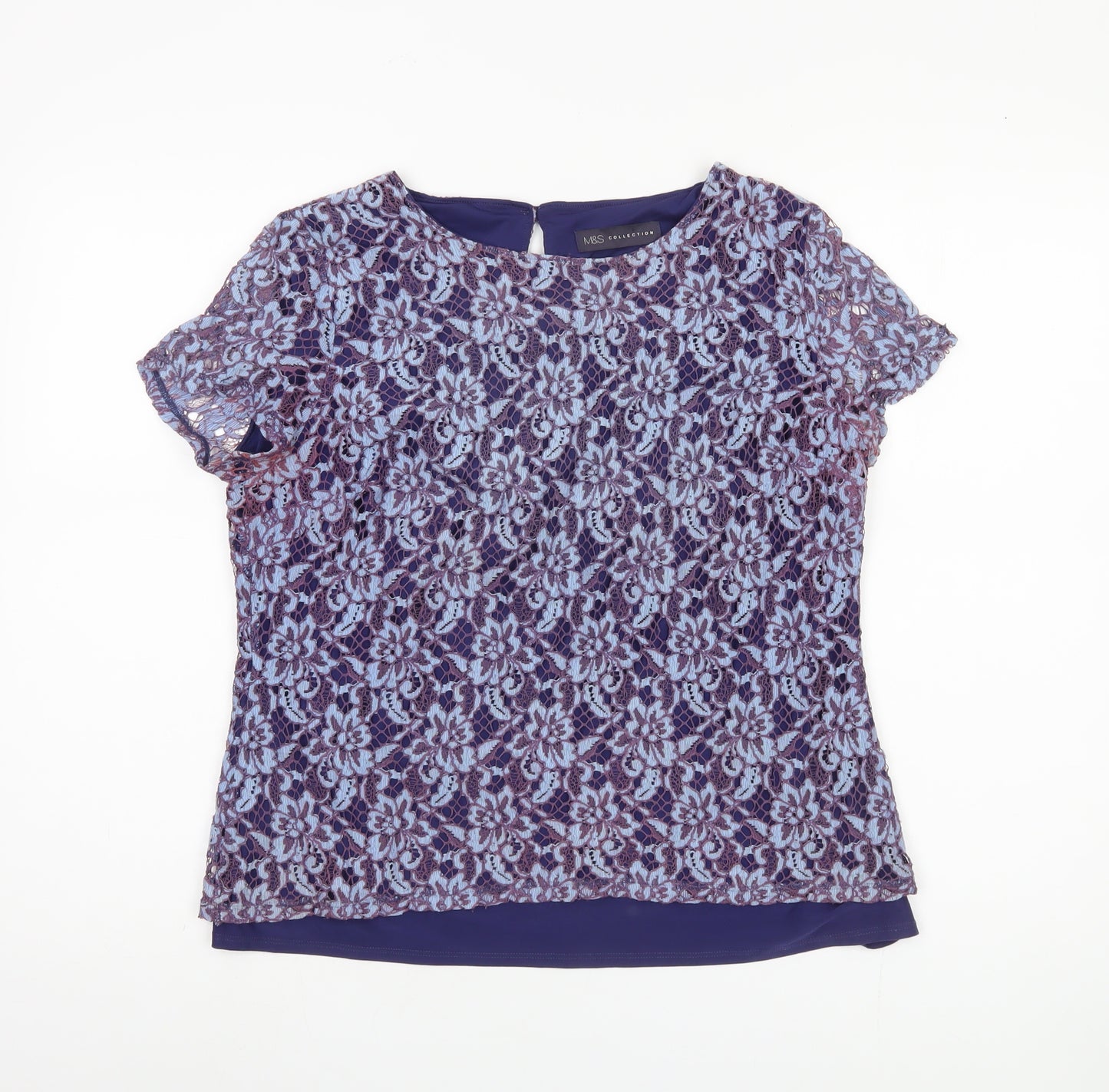 Marks and Spencer Women's Blue Lace Blouse Size 12