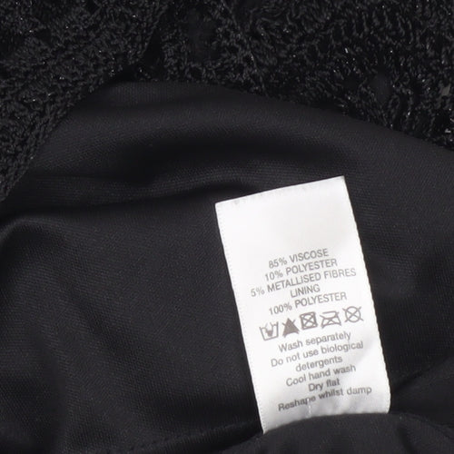 Wallis Black Women's Crochet Blouse - L, Casual Short Sleeve