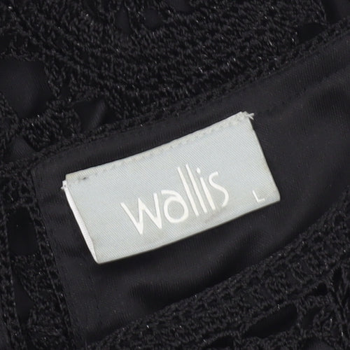 Wallis Black Women's Crochet Blouse - L, Casual Short Sleeve
