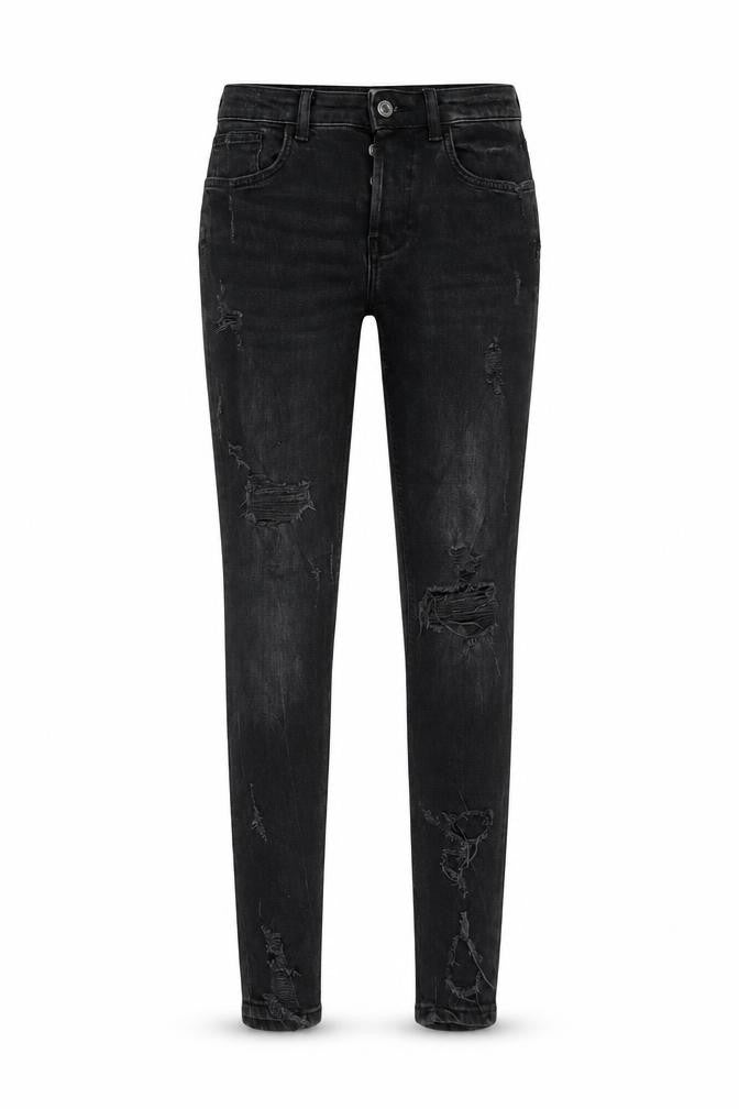 Front view of Zara Women's Black Skinny Jeans, size 10, Distressed