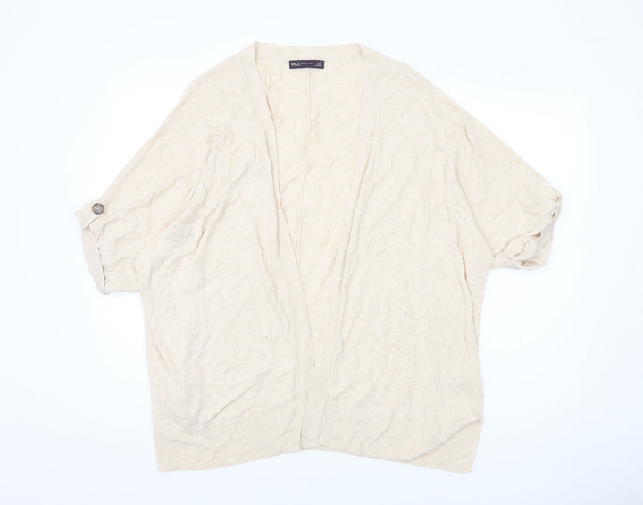 Marks and Spencer Women's Beige Open Front Cardigan, XL