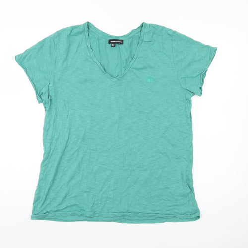 Superdry Women's Green Cotton V-Neck T-Shirt, Size 14