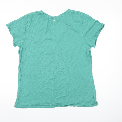 Superdry Women's Green Cotton V-Neck T-Shirt, Size 14