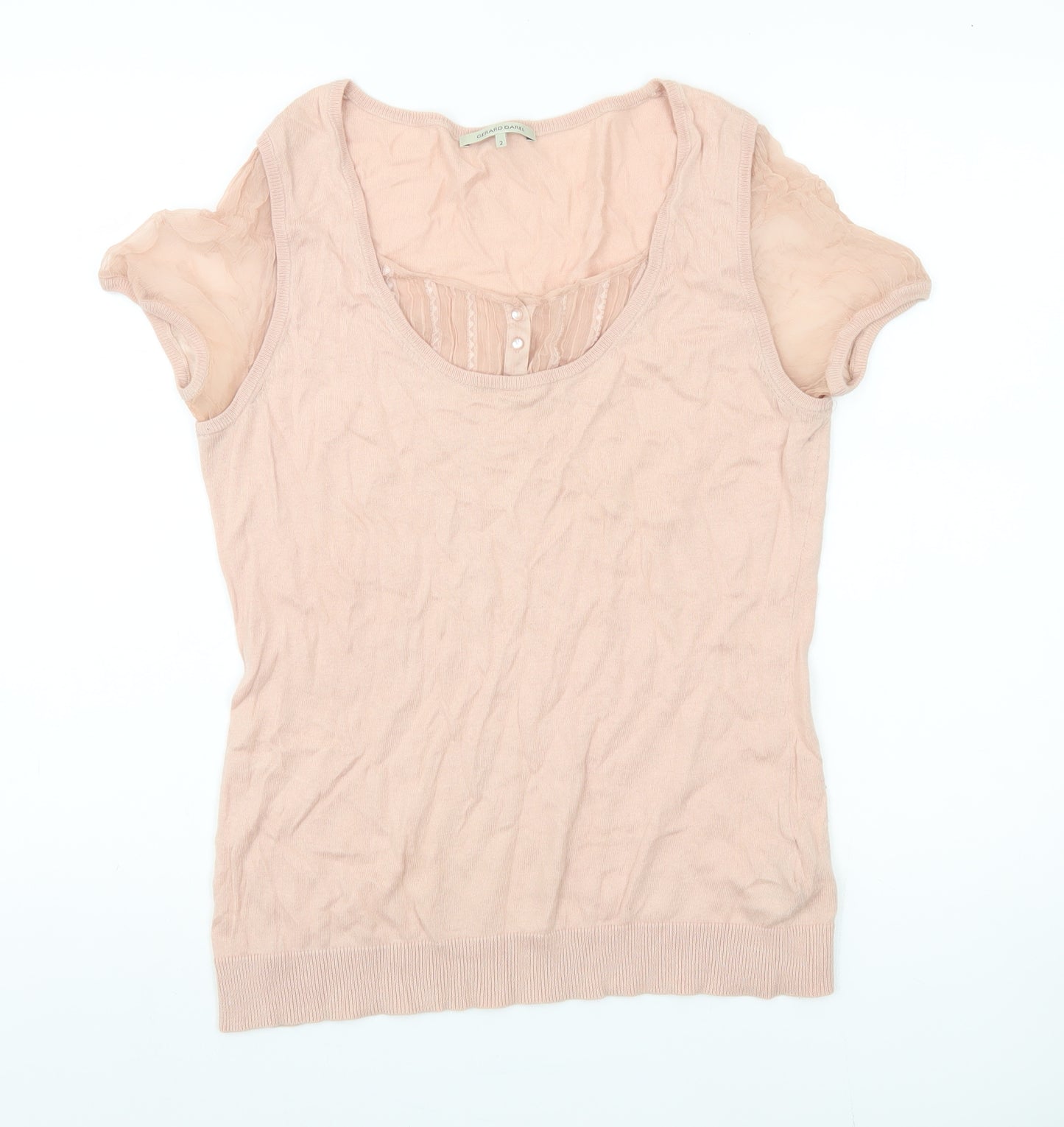 Gerard Darel Women’s Pink Scoop Neck Top Size 2