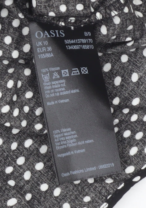 Oasis Women Black Polka Dot Tank Size 10