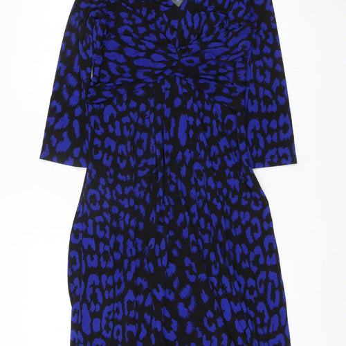 Roman Women's Blue Animal Print Sheath Dress, Size 10
