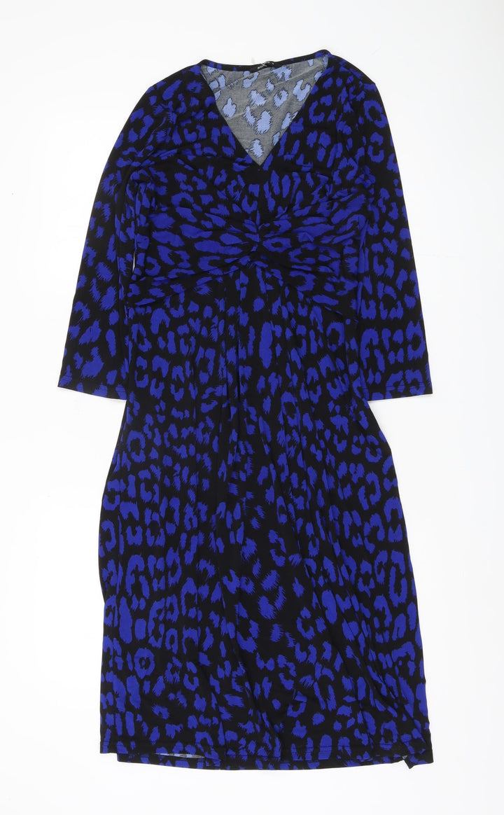 Roman Women's Blue Animal Print Sheath Dress, Size 10