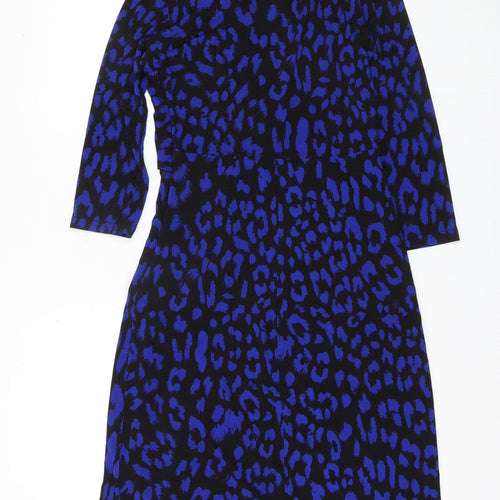 Roman Women's Blue Animal Print Sheath Dress, Size 10
