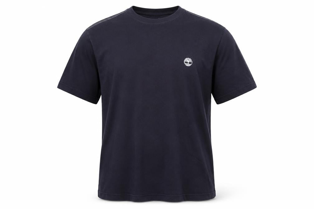Front view of Timberland Men's Blue Crew Neck T-Shirt, size S