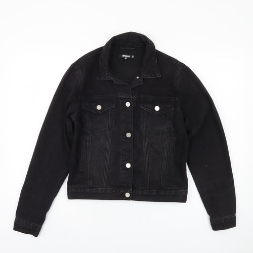 Missguided Women's Black Denim Jacket, Size 4, Casual Style