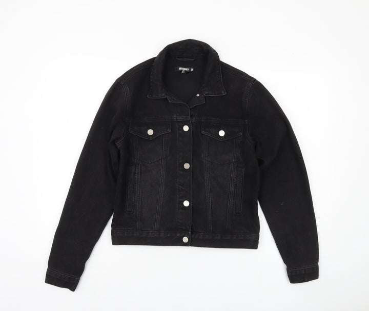 Missguided Women's Black Denim Jacket, Size 4, Casual Style