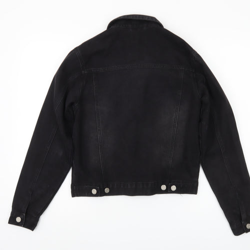 Missguided Women's Black Denim Jacket, Size 4, Casual Style
