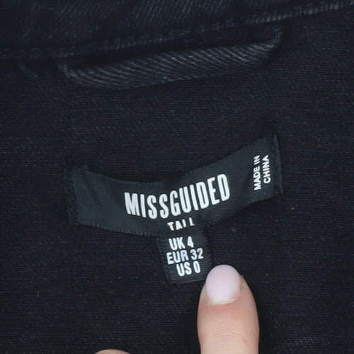 Missguided Women's Black Denim Jacket, Size 4, Casual Style