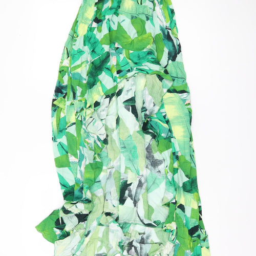 ASOS Women's Green Floral Long Skirt, Size 4, Elastic Waist