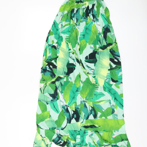 ASOS Women's Green Floral Long Skirt, Size 4, Elastic Waist