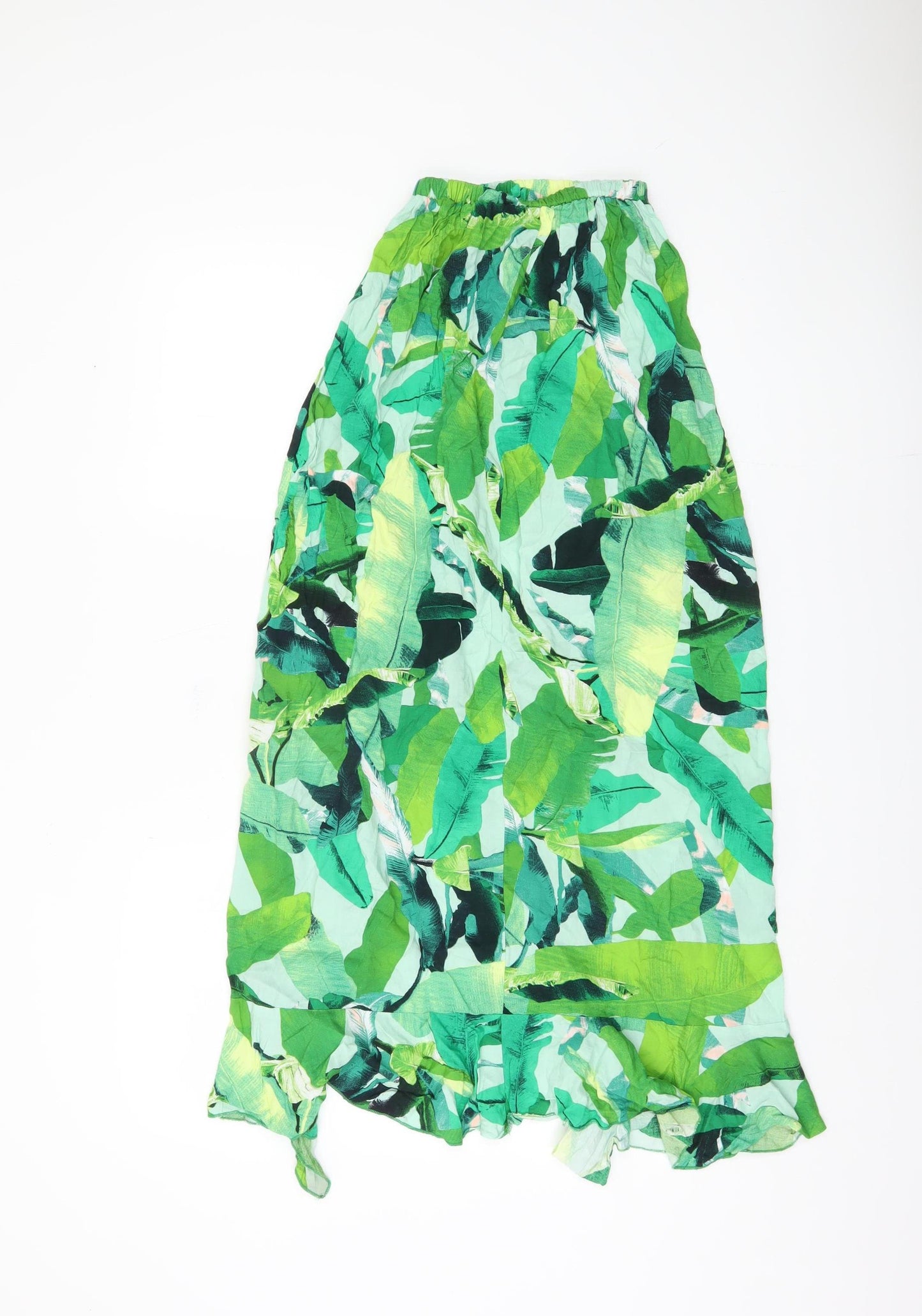 ASOS Women's Green Floral Long Skirt, Size 4, Elastic Waist
