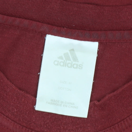 Adidas Men's Red Medium Crew Neck Logo T-Shirt