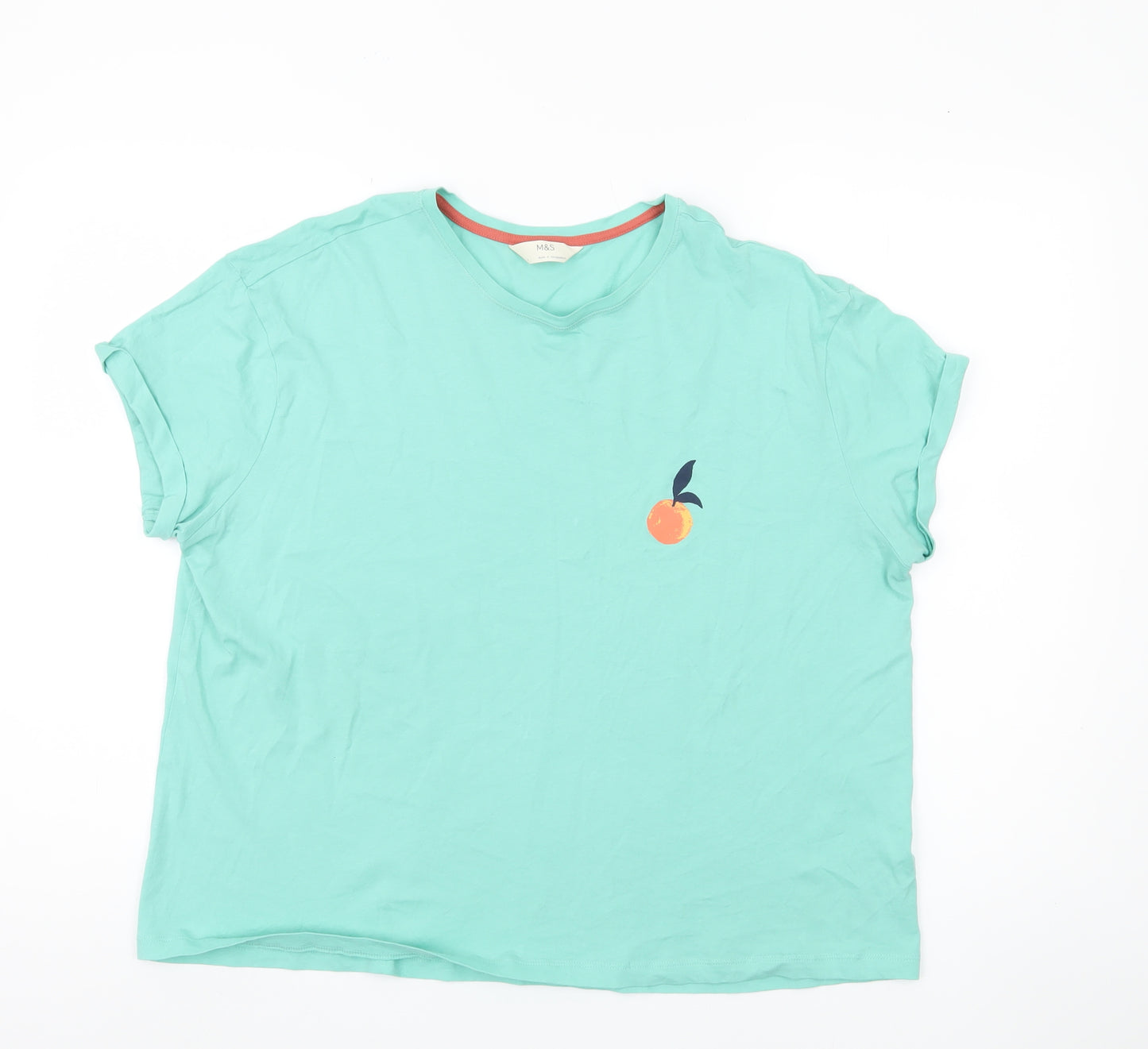 Marks and Spencer Women's Green Pyjama T-Shirt - L