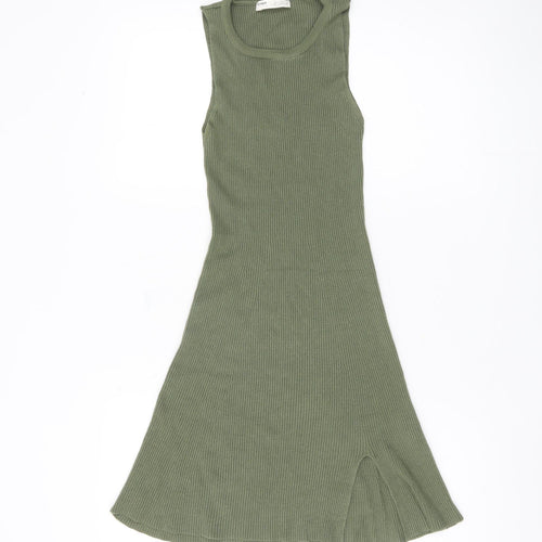 Pull & Bear Green Sleeveless Knit Dress