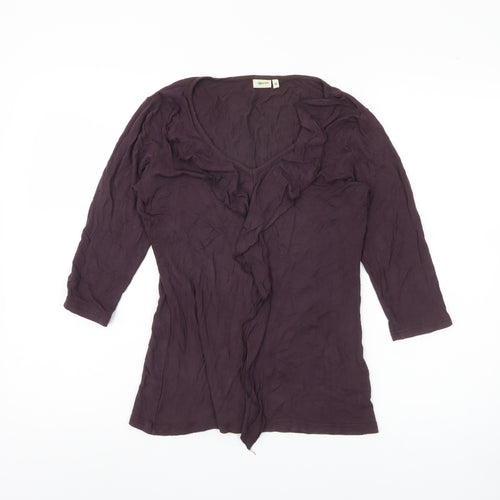 Ethel Austin Women's Purple 3/4 Sleeve V-Neck Top