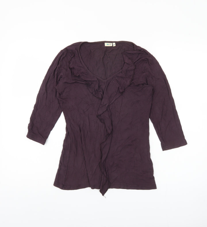 Ethel Austin Women's Purple 3/4 Sleeve V-Neck Top