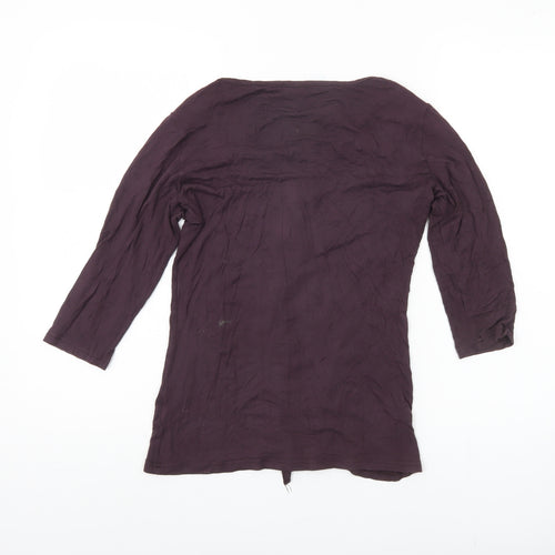 Ethel Austin Women's Purple 3/4 Sleeve V-Neck Top