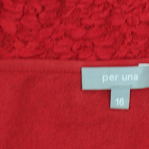 Per Una Women's Red Camisole, Size 16, Lace Spaghetti Strap