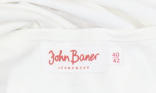 John Baner Women's White T-Shirt - Size 12, Casual Style