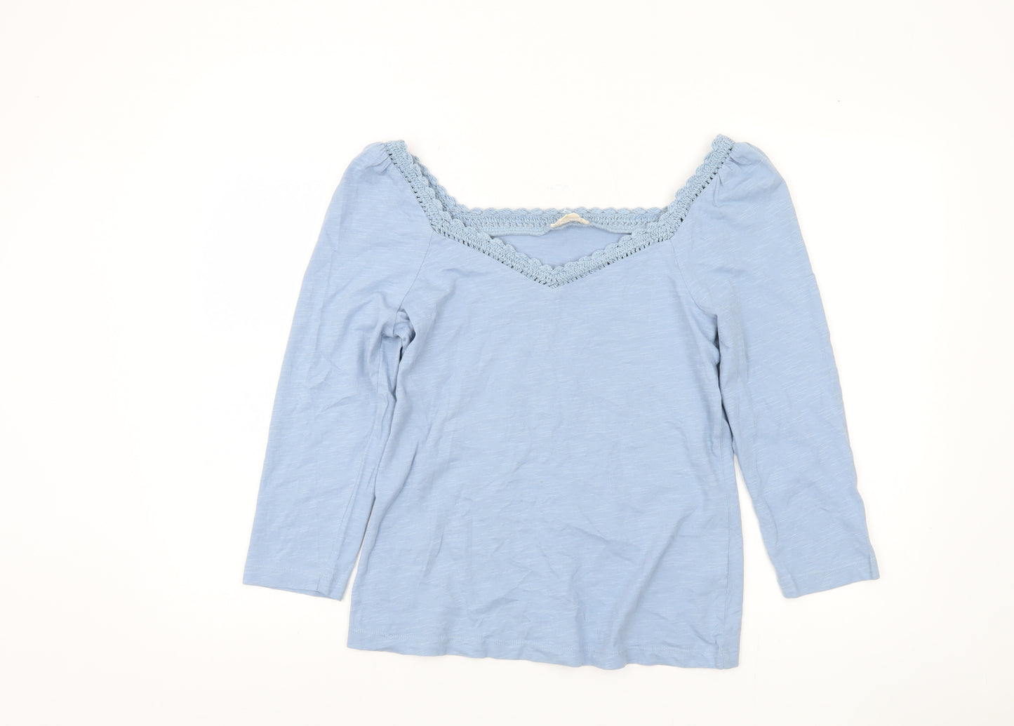 Fat Face Women's Blue V-Neck Long Sleeve Top Size 8