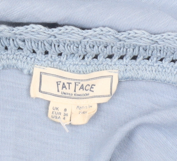 Fat Face Women's Blue V-Neck Long Sleeve Top Size 8