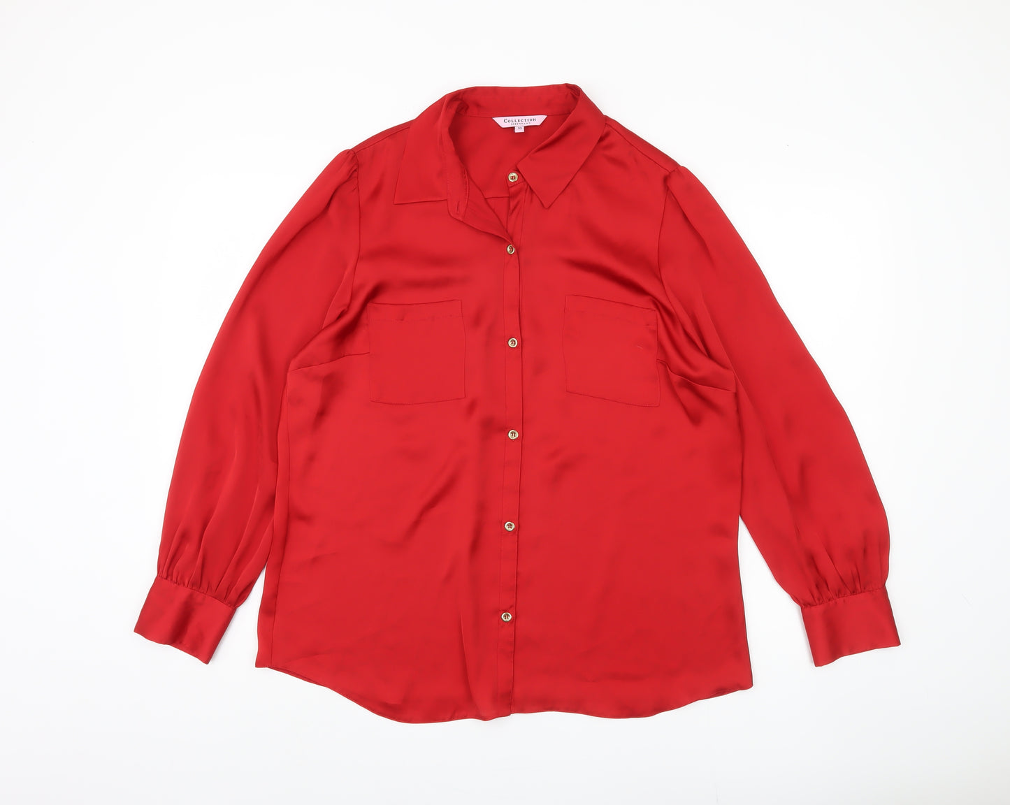 Debenhams Women's Red Shirt, Size 16, Collared, Long Sleeve
