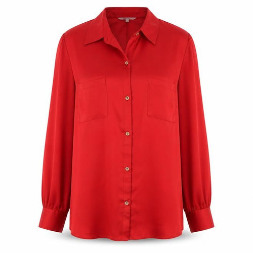 Debenhams Women's Red Shirt, Size 16, Collared, Long Sleeve